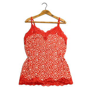 Y2K Cami Size XL 14/16 Ivory Orange Lace Tank Coquette Fairy Whimsygoth Lane